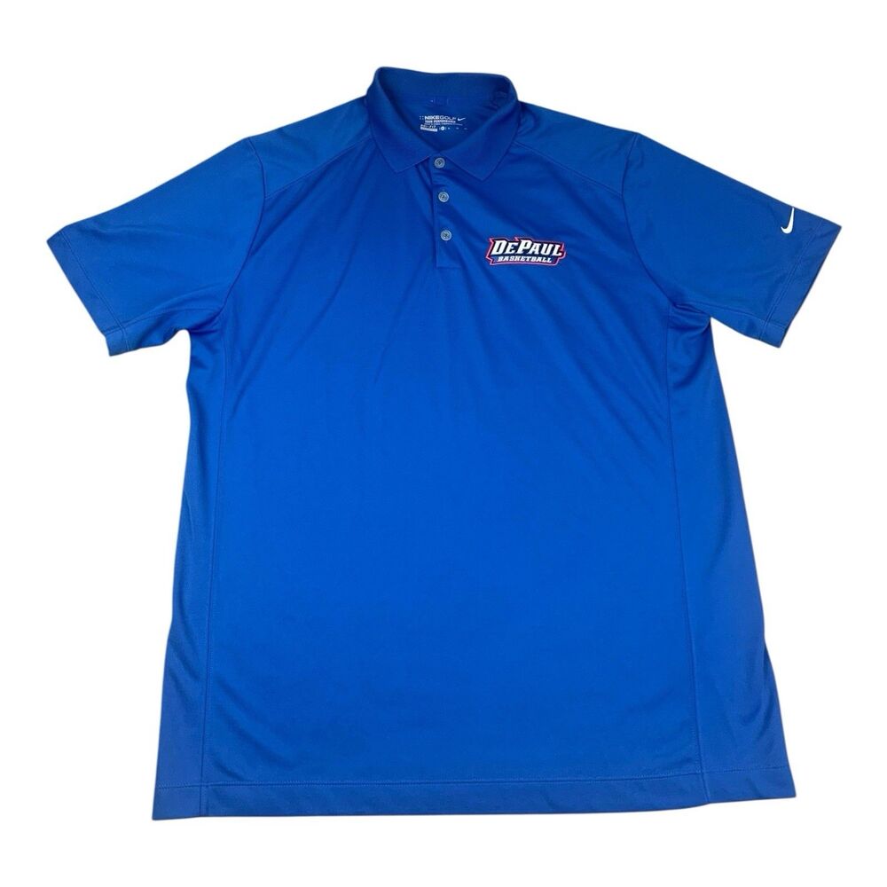 DePaul Basketball Nike Dri Fit Polo Shirt, Blue, Moisture Wicking, Mens Size XL